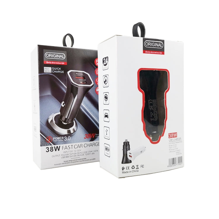 TE-P22 38W PD USB-C / Type-C + QC3. 0 USB Car Charger with 1m USB to USB-C / Type-C Data Cable(White) - Car Charger by PMC TechLife | Online Shopping South Africa | PMC TechLife