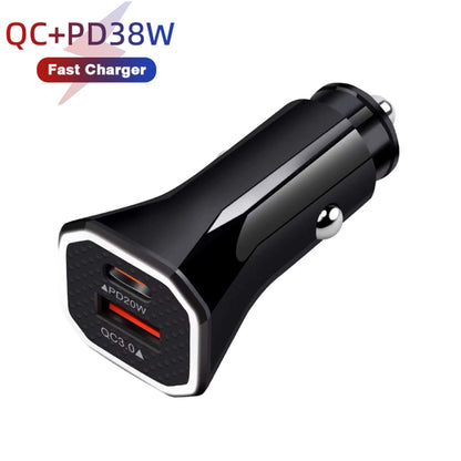 TE-P22 38W PD USB-C / Type-C + QC3. 0 USB Car Charger with 1m USB-C / Type-C to 8 Pin Data Cable(Black) - Car Charger by PMC Jewellery | Online Shopping South Africa | PMC Jewellery