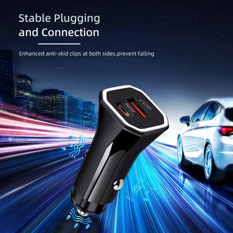 TE-P22 38W PD USB-C / Type-C + QC3. 0 USB Car Charger with 1m USB-C / Type-C to USB-C / Type-C Data Cable(White) - Car Charger by PMC TechLife | Online Shopping South Africa | PMC TechLife