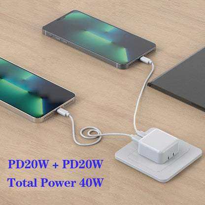 SDC-40W Dual PD USB-C / Type-C Ports Charger with 2m Type-C to 8 Pin Data Cable, US Plug - USB Charger by PMC Jewellery | Online Shopping South Africa | PMC Jewellery