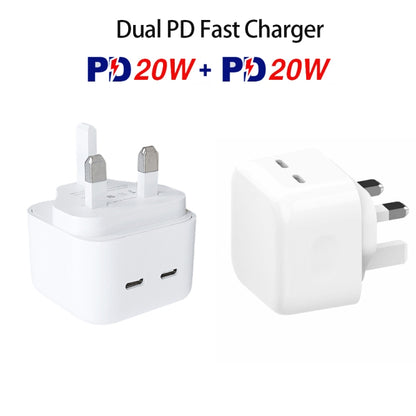 SDC-40W Dual PD USB-C / Type-C Ports Charger with 1m Type-C to 8 Pin Data Cable, UK Plug - USB Charger by PMC Jewellery | Online Shopping South Africa | PMC Jewellery