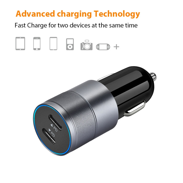 PD 40W Dual PD3.0 Type-C Car Charger(Black) - Car Charger by PMC Jewellery | Online Shopping South Africa | PMC Jewellery