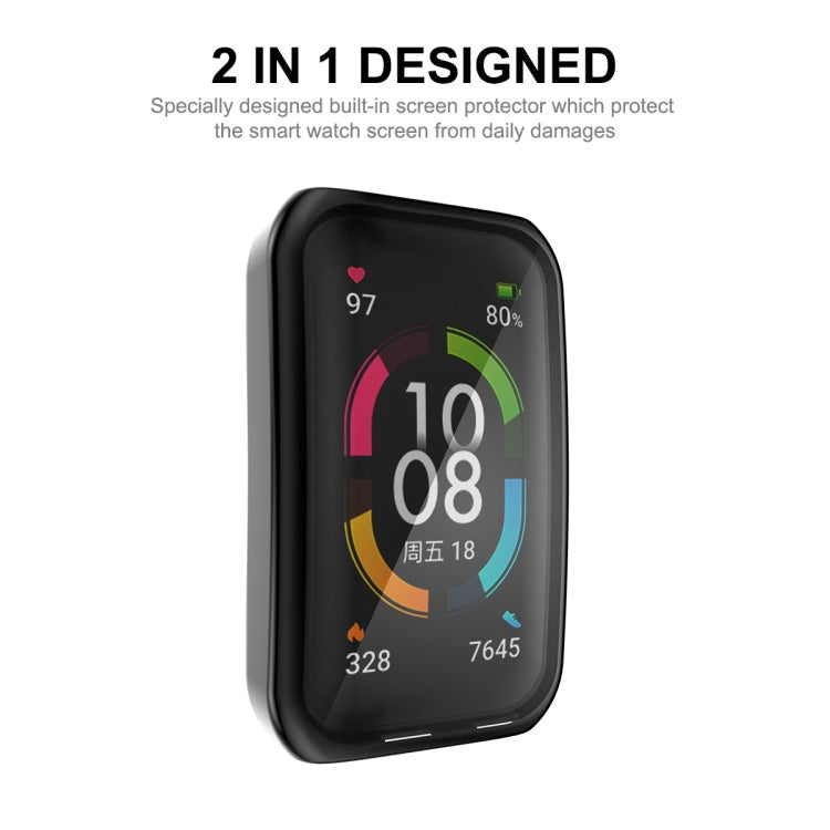 For Huawei Band 7/6 / Honor Band 6 ENKAY Hat-Prince Full Coverage Electroplated Soft TPU Case with Screen Protection(Black) - Watch Cases by ENKAY | Online Shopping South Africa | PMC TechLife | Buy Now Pay Later Mobicred