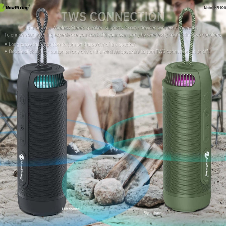 NewRixing NR9015 14W Portable IPX6 Waterproof TWS Stereo Bluetooth Speaker(Black) - free shipping - PMC TechLife - Order now!