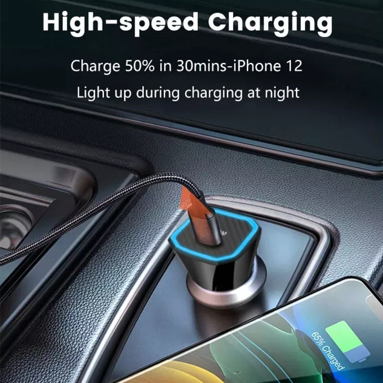 TE-P2 PD20W USB-C / Type-C Car Charger with Type-C to 8 Pin Data Cable(Black) - Car Charger by PMC TechLife | Online Shopping South Africa | PMC TechLife