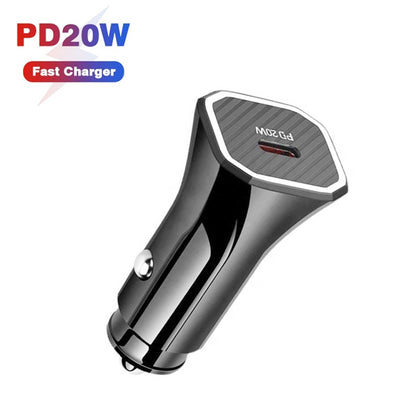 TE-P2 PD20W USB-C / Type-C Car Charger with Type-C to Type-C Data Cable(Black) - Car Charger by PMC Jewellery | Online Shopping South Africa | PMC Jewellery