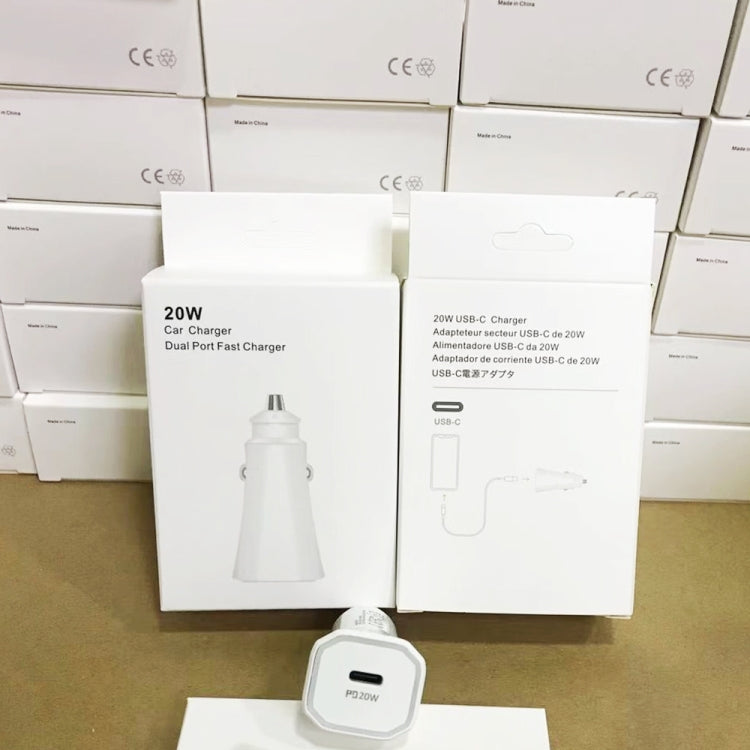 TE-P2 PD20W USB-C / Type-C Car Charger with Type-C to Type-C Data Cable(Black) - Car Charger by PMC TechLife | Online Shopping South Africa | PMC TechLife