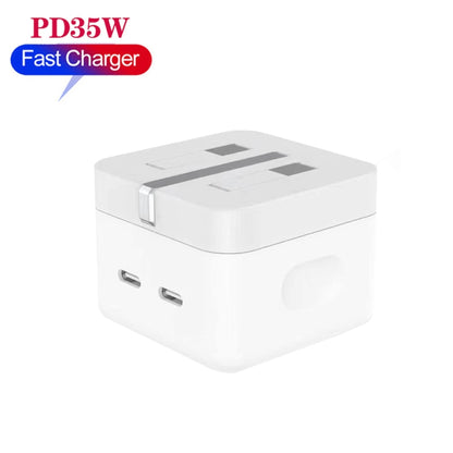 PD 35W Dual USB-C / Type-C Ports Charger for iPhone / iPad Series, UK Plug - USB Charger by PMC Jewellery | Online Shopping South Africa | PMC Jewellery