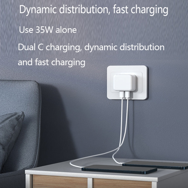 PD 35W Dual USB-C / Type-C Ports Charger for iPhone / iPad Series, UK Plug - USB Charger by PMC Jewellery | Online Shopping South Africa | PMC Jewellery