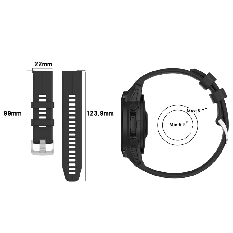 Compatible with Garmin Approach S60 22mm Solid Color Silicone Watch Band(Black) - Watch Bands by PMC TechLife | Online Shopping South Africa | PMC TechLife | Buy Now Pay Later Mobicred