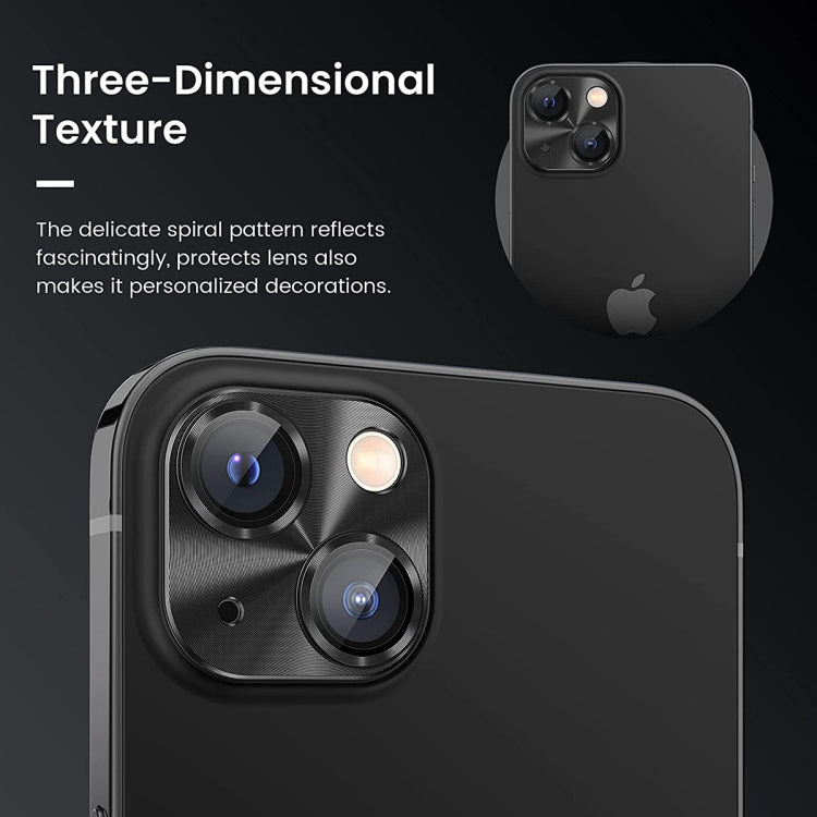 For iPhone 14 / 14 Plus ENKAY Aluminium Alloy Tempered Glass Lens Cover Film(Black) - iPhone 14 Tempered Glass by ENKAY | Online Shopping South Africa | PMC TechLife | Buy Now Pay Later Mobicred
