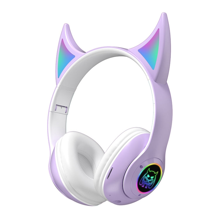 STN25 Devil Ear RGB Light Wireless Music Headset For Children with Mic(Purple) - Headset & Headphone by PMC Jewellery | Online Shopping South Africa | PMC Jewellery