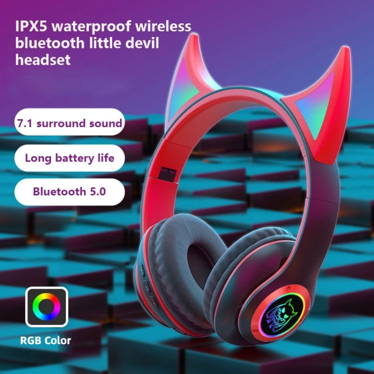 STN25 Devil Ear RGB Light Wireless Music Headset For Children with Mic(Purple) - Headset & Headphone by PMC Jewellery | Online Shopping South Africa | PMC Jewellery
