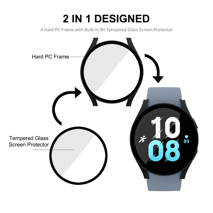 For Samsung Galaxy Watch5 40mm ENKAY Hat-Prince Full Coverage PC Frame + 9H Tempered Glass Case(Rose Gold) - free shipping - PMC TechLife - Order now!