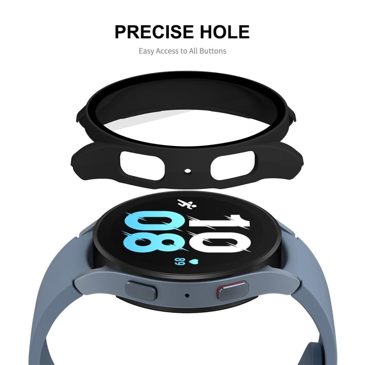 For Samsung Galaxy Watch5 44mm ENKAY Hat-Prince Full Coverage PC Frame + 9H Tempered Glass Case(Silver) - Watch Cases by ENKAY | Online Shopping South Africa | PMC TechLife | Buy Now Pay Later Mobicred