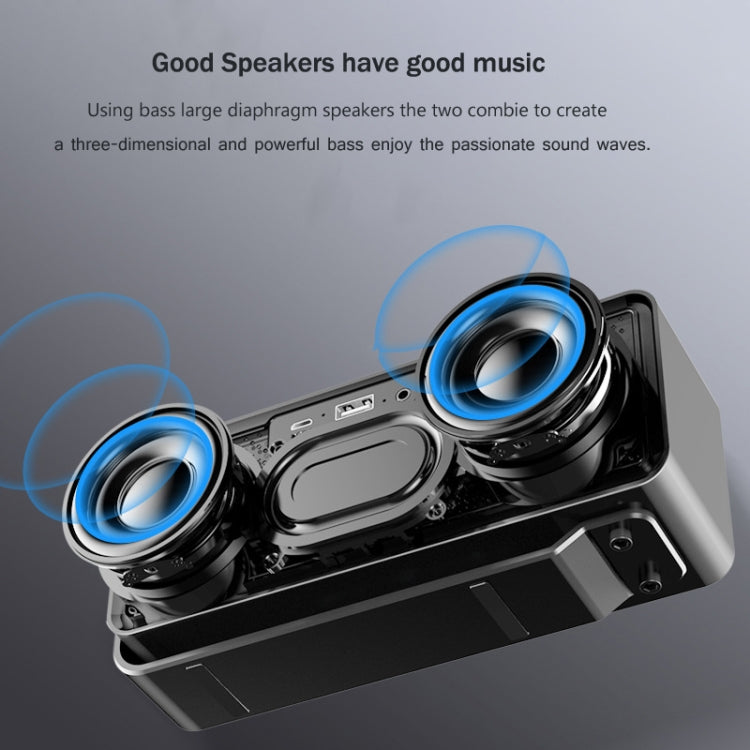 AEC K5 Mirror Alarm Clock Bluetooth Speakers with LED Light Support TF / FM(Blue) - Desktop Speaker by AEC | Online Shopping South Africa | PMC TechLife | Buy Now Pay Later Mobicred