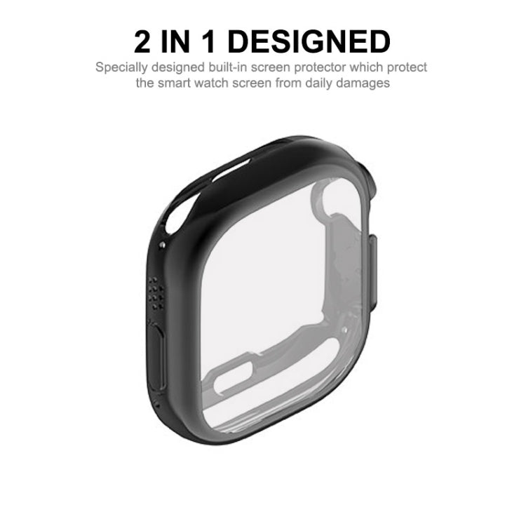 ENKAY Electroplated Soft TPU Case with Screen Film For Apple Watch Ultra / Ultra 2 49mm(Cyan) - Watch Cases by ENKAY | Online Shopping South Africa | PMC TechLife | Buy Now Pay Later Mobicred