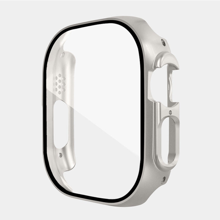 For Apple Watch Ultra / Ultra 2 49mm ENKAY PC Frame 9H Tempered Glass Case(Starlight Silver) - Watch Cases by ENKAY | Online Shopping South Africa | PMC TechLife | Buy Now Pay Later Mobicred