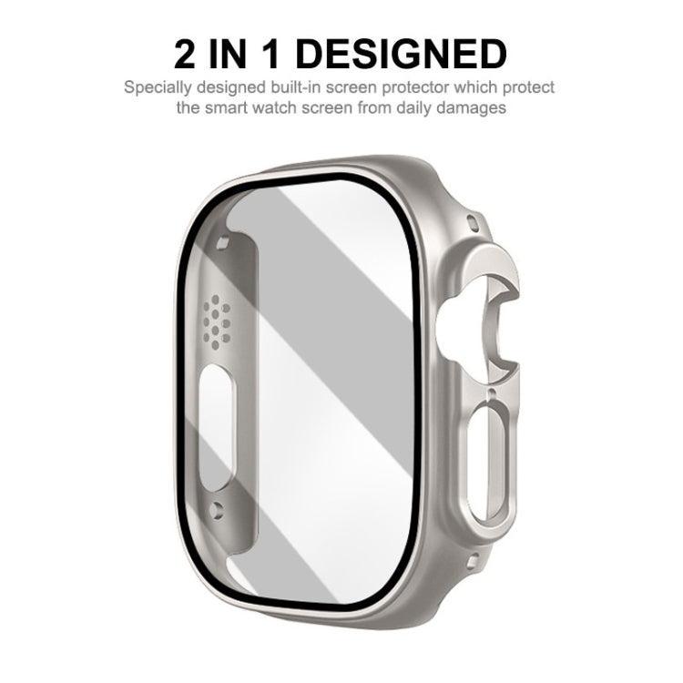 For Apple Watch Ultra / Ultra 2 49mm ENKAY PC Frame 9H Tempered Glass Case(Silver) - Watch Cases by ENKAY | Online Shopping South Africa | PMC TechLife | Buy Now Pay Later Mobicred