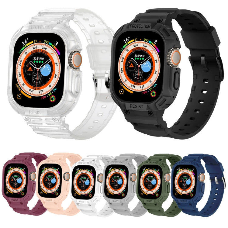 For Apple Watch Ultra 49mm JUNSUNMAY Integrated TPU Case Adjustable Elastic Watch Band(Transparent) - Watch Cases by JUNSUNMAY | Online Shopping South Africa | PMC TechLife | Buy Now Pay Later Mobicred
