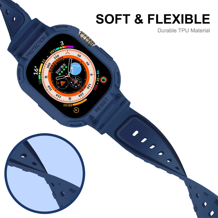 For Apple Watch Ultra 49mm JUNSUNMAY Integrated TPU Case Adjustable Elastic Watch Band(Dark Blue) - Watch Cases by JUNSUNMAY | Online Shopping South Africa | PMC TechLife | Buy Now Pay Later Mobicred