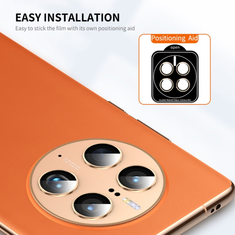 For Huawei Mate 50 / 50E ENKAY 9H Rear Camera Aluminium Alloy Tempered Glass Film(Golden) - Huawei Tempered Glass by ENKAY | Online Shopping South Africa | PMC TechLife | Buy Now Pay Later Mobicred