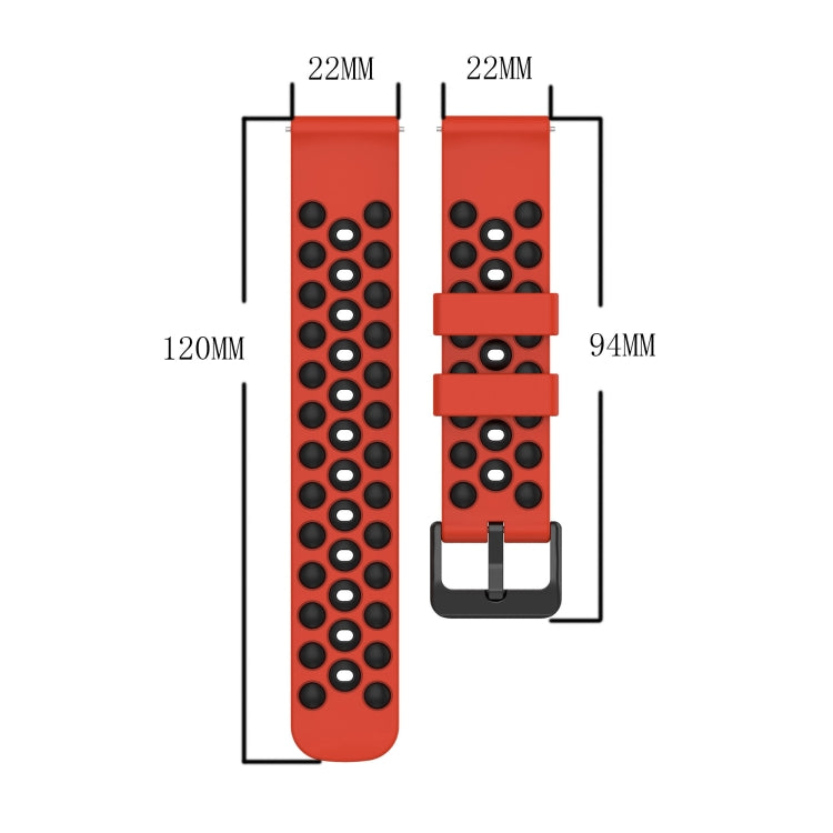 For Xiaomi MI Watch S1 22mm Two-Color Porous Silicone Watch Band(Black+Red) - free shipping - PMC TechLife - Order now!
