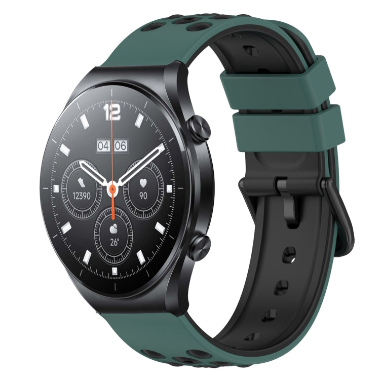 For Xiaomi MI Watch S1 Pro 22mm Two-Color Porous Silicone Watch Band(Olive Green+Black) - free shipping - PMC TechLife - Order now!