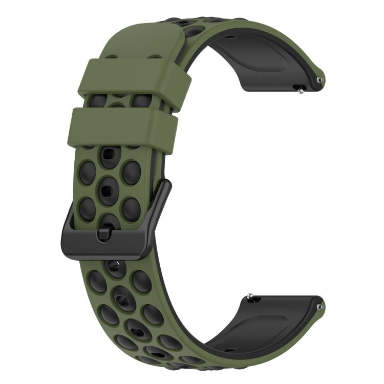 For Xiaomi MI Watch Color 2 22mm Two-Color Porous Silicone Watch Band(Army Green + Black) - free shipping - PMC TechLife - Order now!