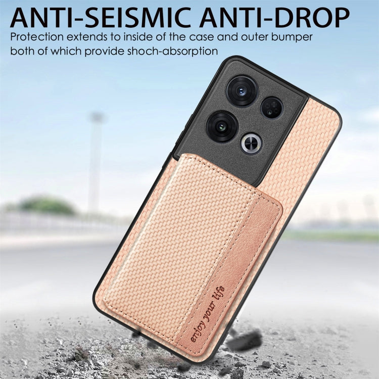 For OPPO Reno 8 Pro Carbon Fiber Magnetic Card Bag Phone Case(Black) - Realme Cases by PMC TechLife | Online Shopping South Africa | PMC TechLife