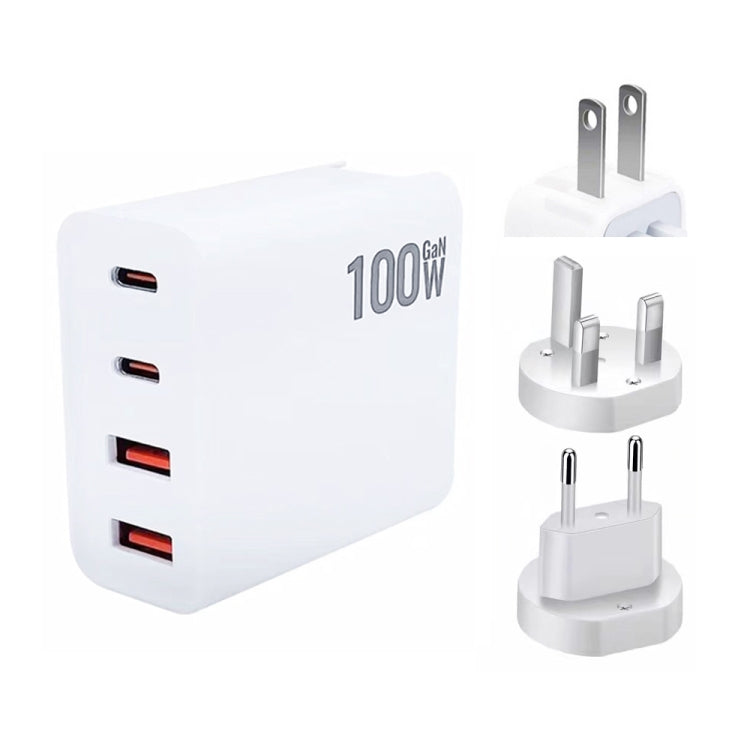 GaN 100W Dual USB + Dual USB-C/Type-C Multi Port Charger for Apple MacBook Series US / EU / UK Plug - Cable & Adapter by PMC TechLife | Online Shopping South Africa | PMC TechLife