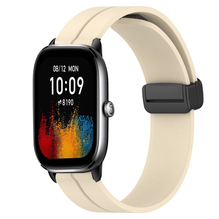 For Amazfit GTS 4 20mm Solid Color Magnetic Clasp Silicone Watch Band(Beige) - free shipping - PMC TechLife - Order now!