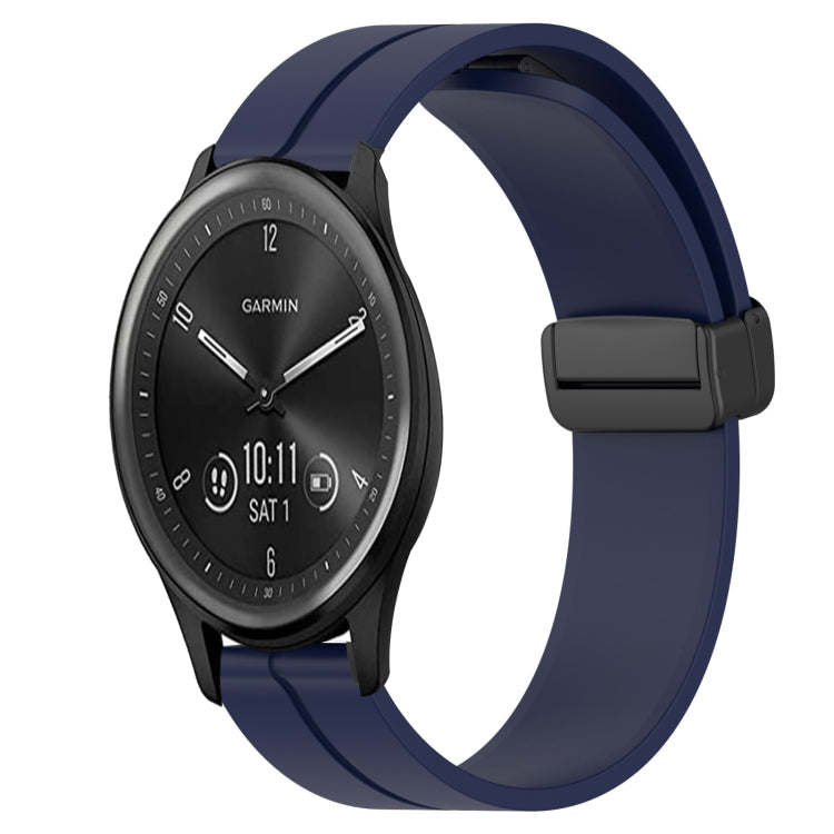Compatible with Garmin Vivomove Sport 20mm Solid Color Magnetic Clasp Silicone Watch Band(Midnight Blue) - free shipping - PMC TechLife - Order now!