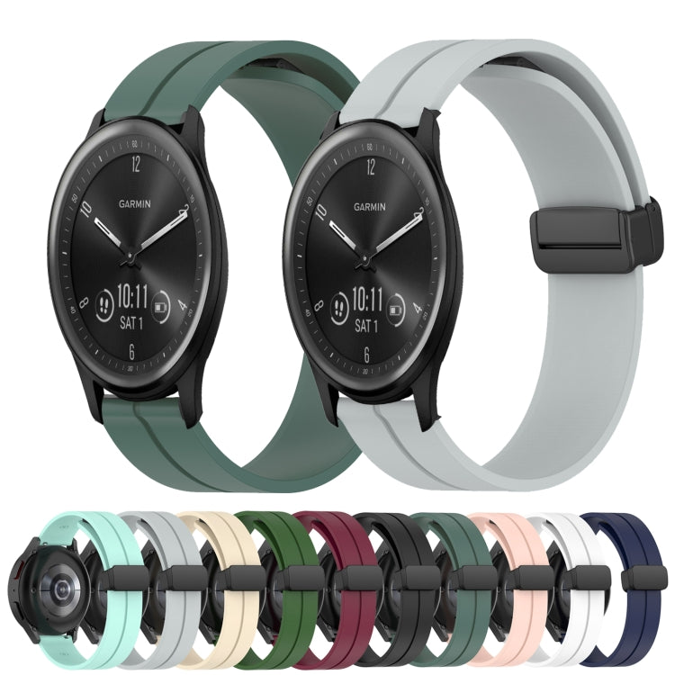 Compatible with Garmin Vivomove Sport 20mm Solid Color Magnetic Clasp Silicone Watch Band(Wine Red) - free shipping - PMC TechLife - Order now!