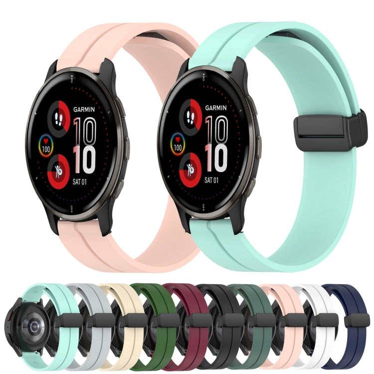 Compatible with Garmin Venu 2 Plus 20mm Solid Color Magnetic Clasp Silicone Watch Band(Olive Green) - free shipping - PMC TechLife - Order now!