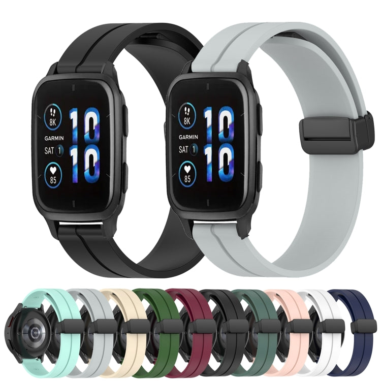 Compatible with Garmin Venu Sq 2 Music 20mm Solid Color Magnetic Clasp Silicone Watch Band(Wine Red) - free shipping - PMC TechLife - Order now!
