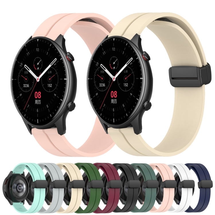 For Amazfit GTR 4 22mm Solid Color Magnetic Clasp Silicone Watch Band(White) - free shipping - PMC TechLife - Order now!