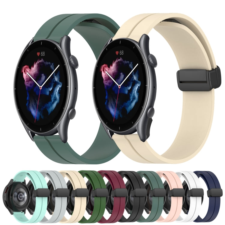 For Amazfit GTR 3 22mm Solid Color Magnetic Clasp Silicone Watch Band(Army Green) - free shipping - PMC TechLife - Order now!