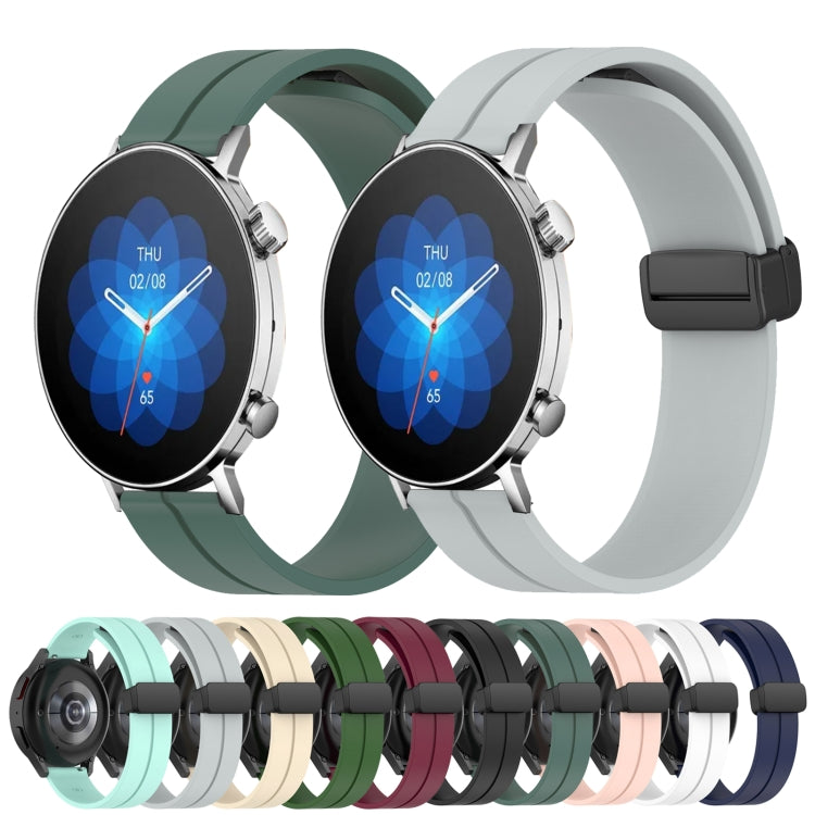 For Amazfit GTR 3 Pro 22mm Solid Color Magnetic Clasp Silicone Watch Band(Wine Red) - free shipping - PMC TechLife - Order now!