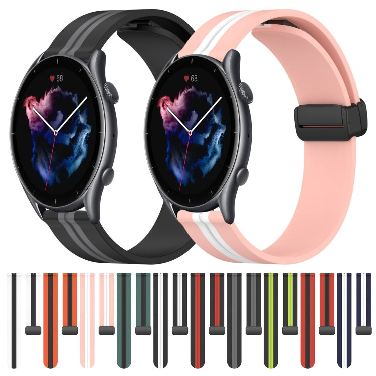 For Amazfit 3 22mm Folding Magnetic Clasp Silicone Watch Band(Black+Red) - free shipping - PMC TechLife - Order now!