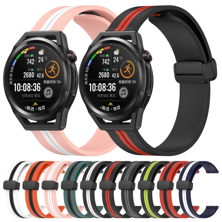 For Huawei Watch GT Runner 22mm Folding Magnetic Clasp Silicone Watch Band(Olive Green + Black) - free shipping - PMC TechLife - Order now!