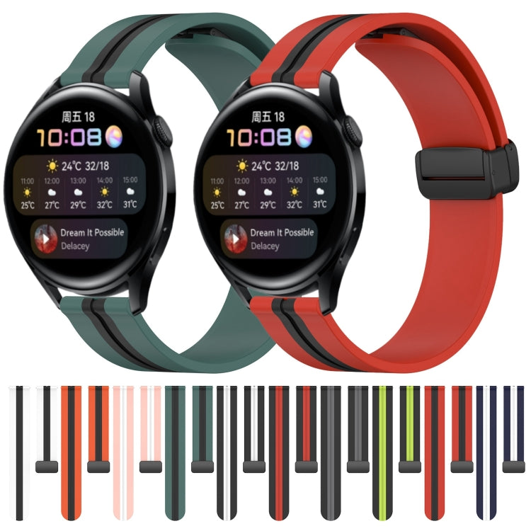 For Huawei Watch 3 22mm Folding Magnetic Clasp Silicone Watch Band(Midnight Blue + White) - free shipping - PMC TechLife - Order now!