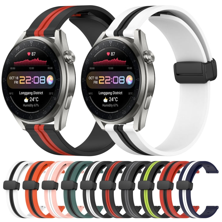 For Huawei Watch 3 Pro New 22mm Folding Magnetic Clasp Silicone Watch Band(Orange+Black) - free shipping - PMC TechLife - Order now!