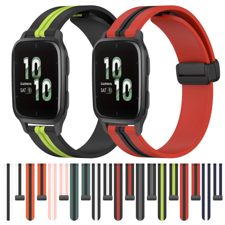 Compatible with Garmin Compatible witherunner Sq2 20mm Folding Magnetic Clasp Silicone Watch Band(Midnight Blue + White) - free shipping - PMC TechLife - Order now!