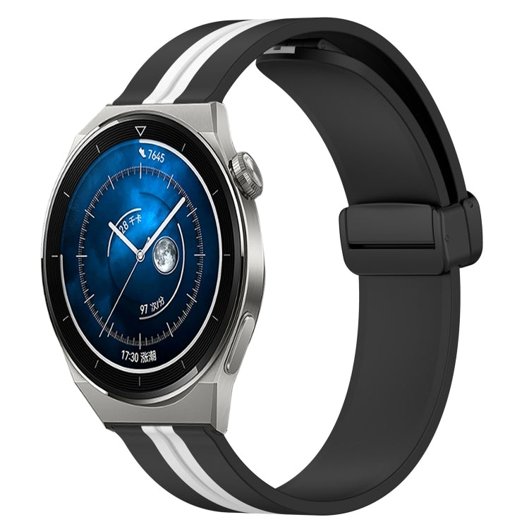 For Huawei Watch GT3 Pro 43mm 20mm Folding Magnetic Clasp Silicone Watch Band(Black+White) - free shipping - PMC TechLife - Order now!