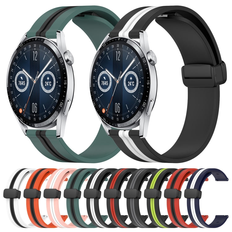 For Huawei Watch GT3 42mm 20mm Folding Magnetic Clasp Silicone Watch Band(Black+Red) - free shipping - PMC TechLife - Order now!