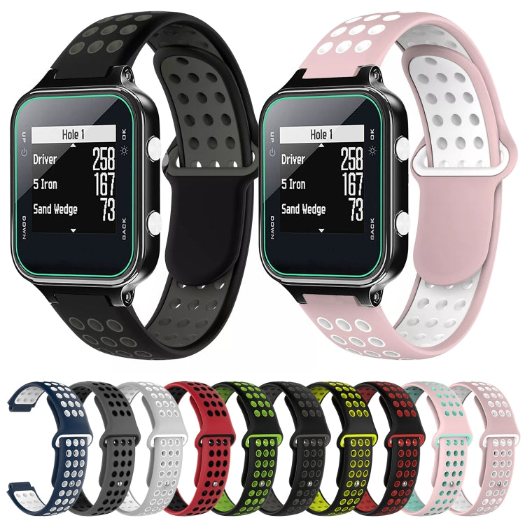 For Garmin Approach S20 Two-Color Punched Breathable Silicone Watch Band(Black+Green) - free shipping - PMC TechLife - Order now!