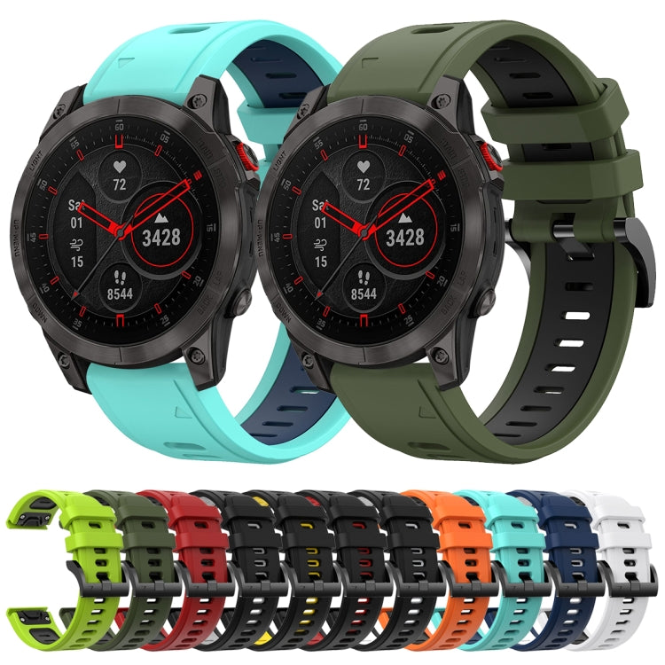 Compatible with Garmin EPIX Gen 2 22mm Two-Color Sports Silicone Watch Band(Midnight Blue + White) - Watch Bands by PMC TechLife | Online Shopping South Africa | PMC TechLife | Buy Now Pay Later Mobicred