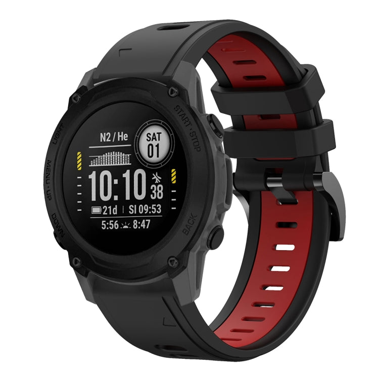 Compatible with Garmin Descent G1 22mm Two-Color Sports Silicone Watch Band(Black+Red) - free shipping - PMC TechLife - Order now!