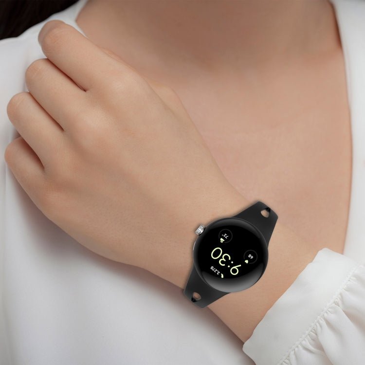 For Google Pixel Watch Water Drop Slimming Butterfly Button Solid Silicone Band(Black) - free shipping - PMC TechLife - Order now!